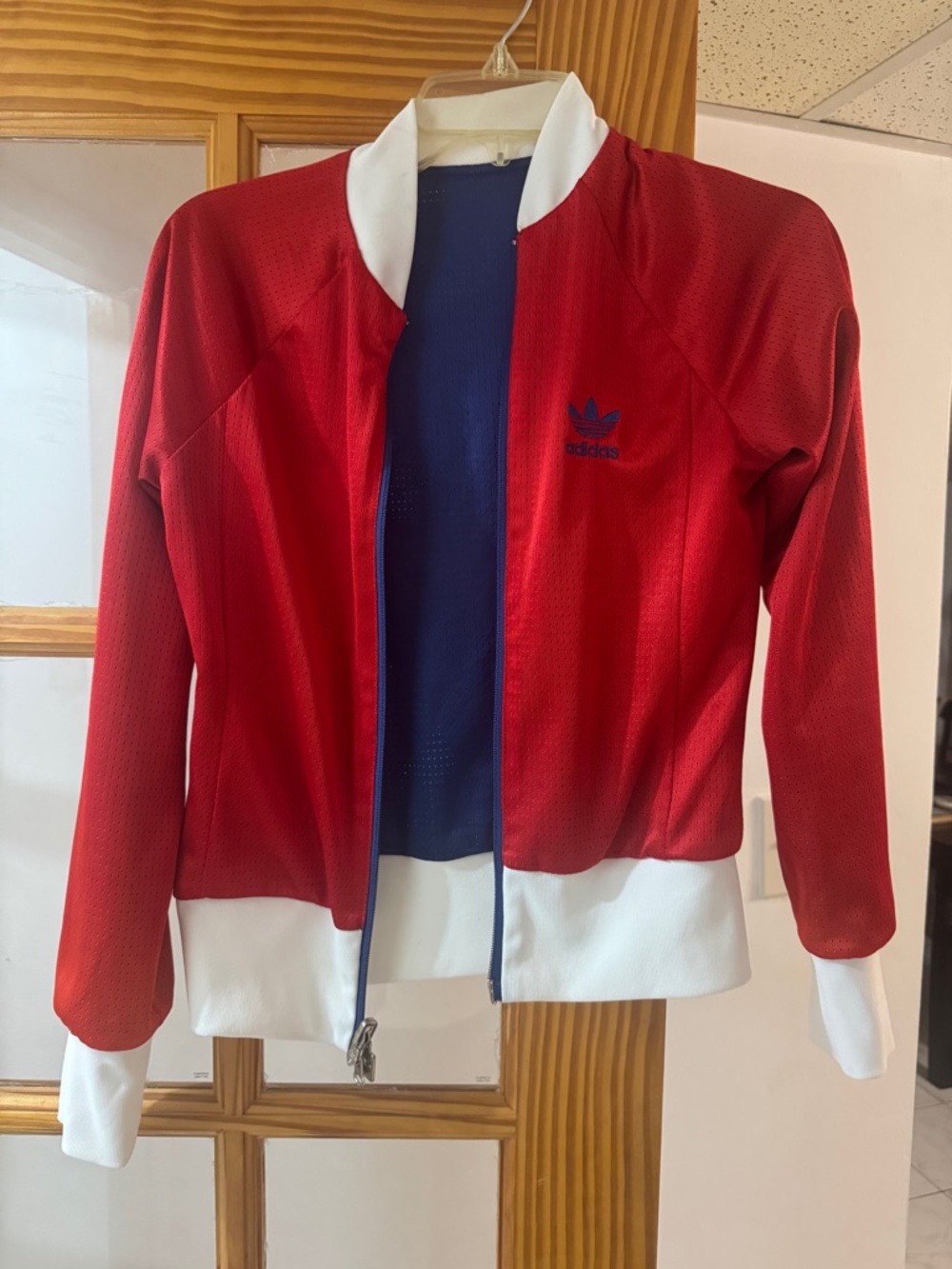 adidas Women’s Red  and Blue Jacket with White Trim reversible size XS/S
